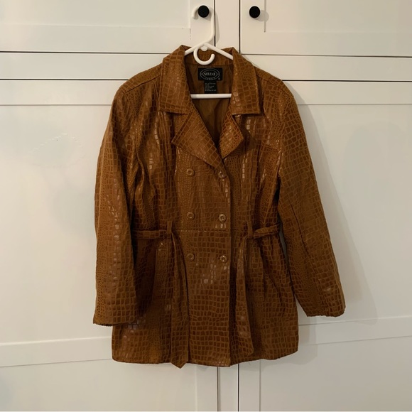 Selene Sport Brown Texture Animal Print Y2K Grunge Jacket Size Large